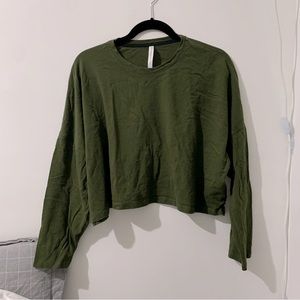 THE GROUP BY BABATON OVERSIZED COTTON GREEN CROPPED LONG SLEEVE